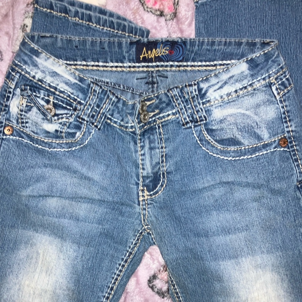 Angels Women's Faded Blue Skinny Jeans